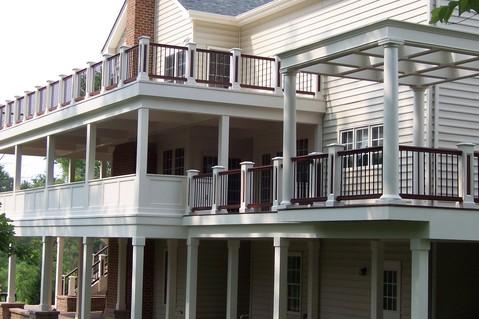 Multiple level deck with pergola