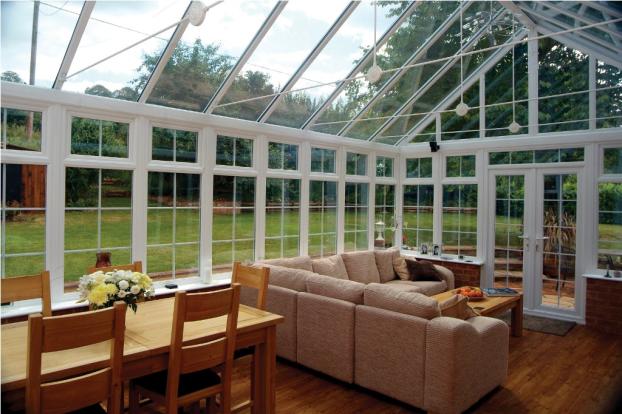 Glass ceiling modern cathedral sunroom